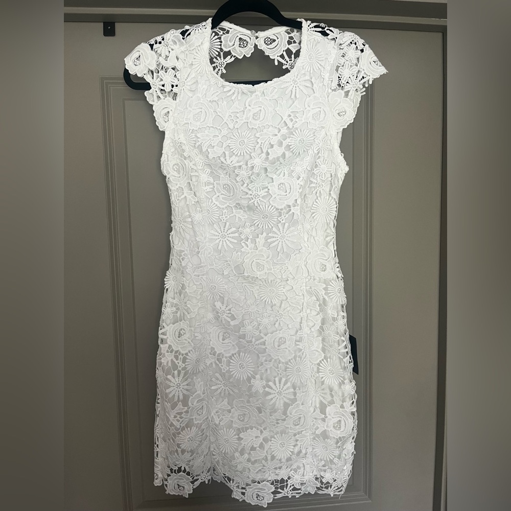 Lulus White Backless Lace Dress - Small, NWT